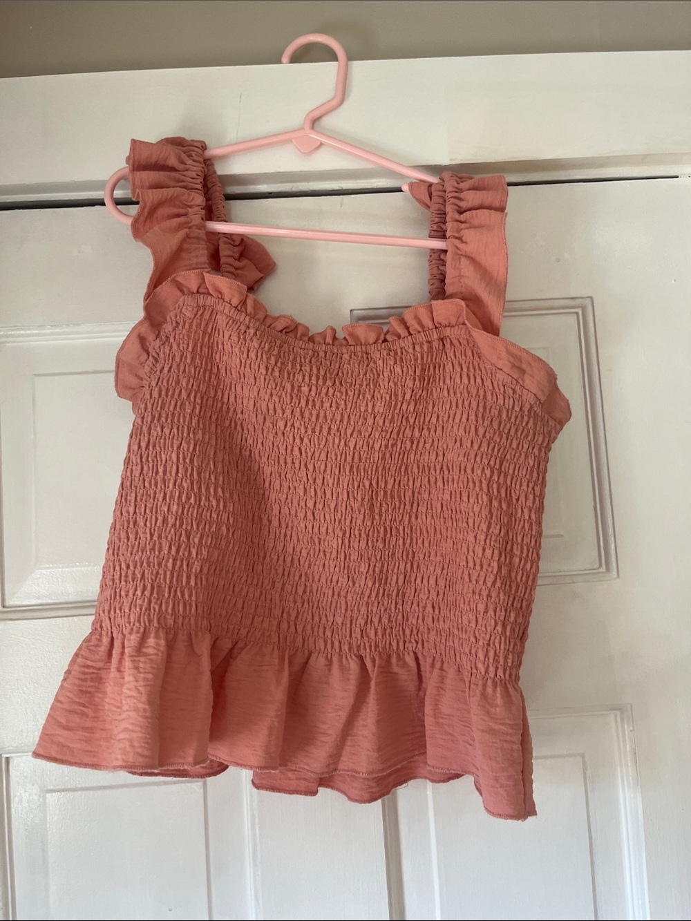 Liberty Love Dusty Coral Smocked Ruffle Camisole